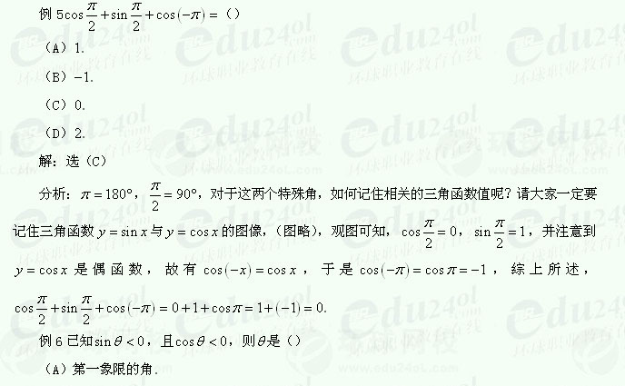 【江苏成人高考】复习资料理科数学-三角函数2