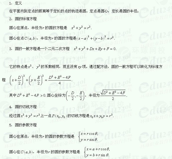 【江苏成人高考】复习资料理科数学--曲线和方程