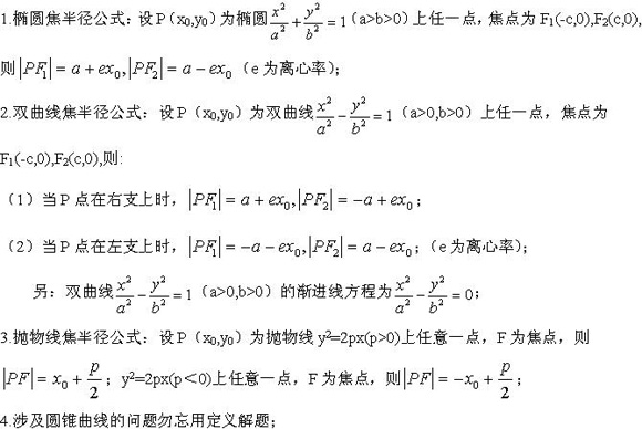 2020年江苏成人高考文科数学圆锥曲线考点